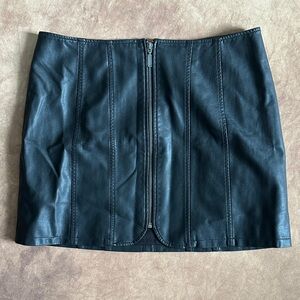 Free People Black Faux Leather Mini Skirt